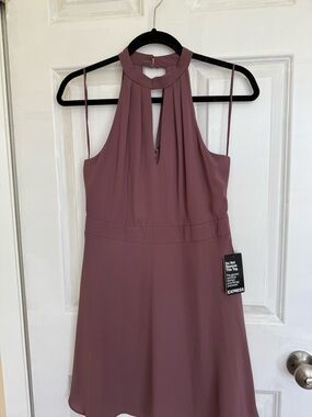 Express Mauve Halter Keyhole Mini Dress